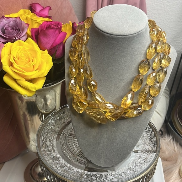 REBECCA COLLINS VINTAGE 3STRAND AMBER NECKLACE - Picture 6 of 13